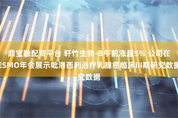 鼎宝融配资平台 轩竹生物-B午前涨超5% 公司在ESMO年会展示吡洛西利治疗乳腺癌临床III期研究数据