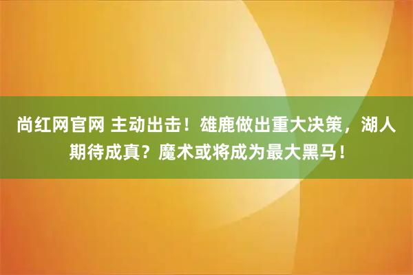 尚红网官网 主动出击！雄鹿做出重大决策，湖人期待成真？魔术或将成为最大黑马！